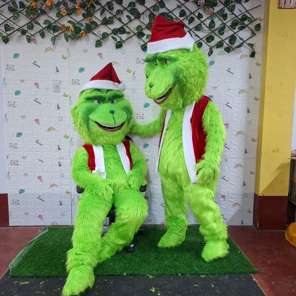 Disfraz de mascota Grinch verde peludo hecho a mano