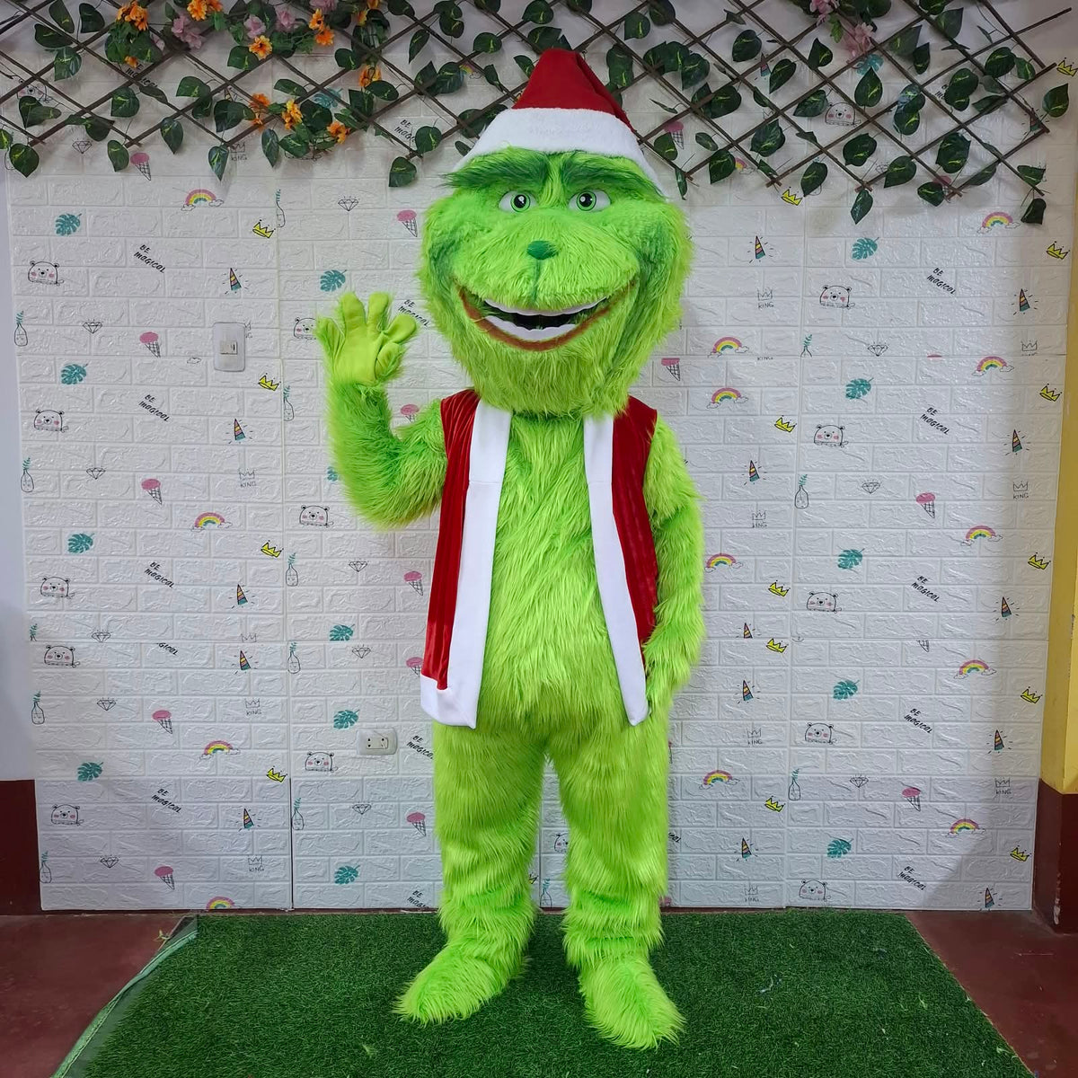 Disfraz de mascota Grinch verde peludo hecho a mano