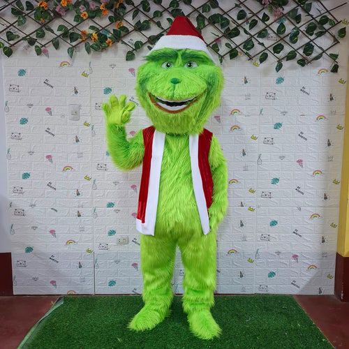 Disfraz de mascota Grinch verde peludo hecho a mano