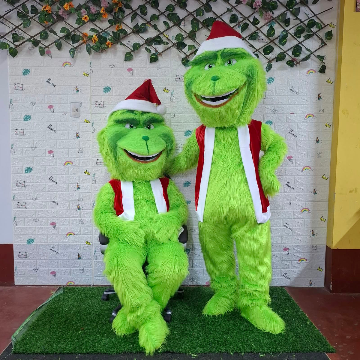 Disfraz de mascota Grinch verde peludo hecho a mano